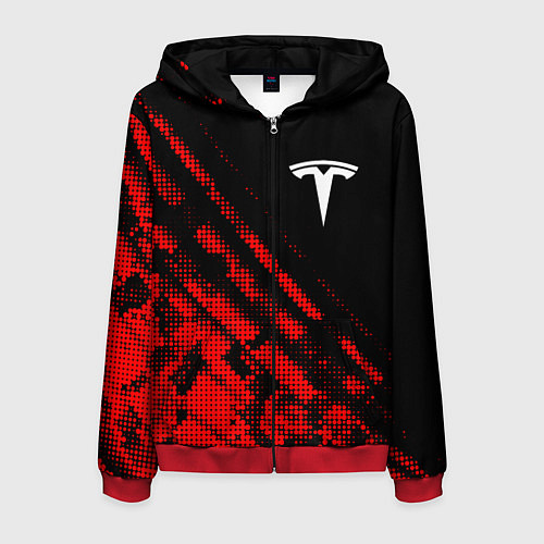 Мужская толстовка на молнии Tesla sport grunge / 3D-Красный – фото 1