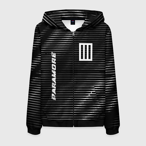 Мужская толстовка на молнии Paramore metal rock lines / 3D-Черный – фото 1