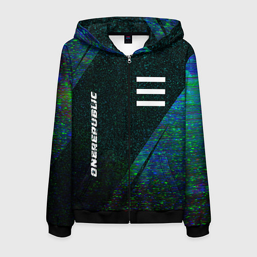Мужская толстовка на молнии OneRepublic glitch blue / 3D-Черный – фото 1