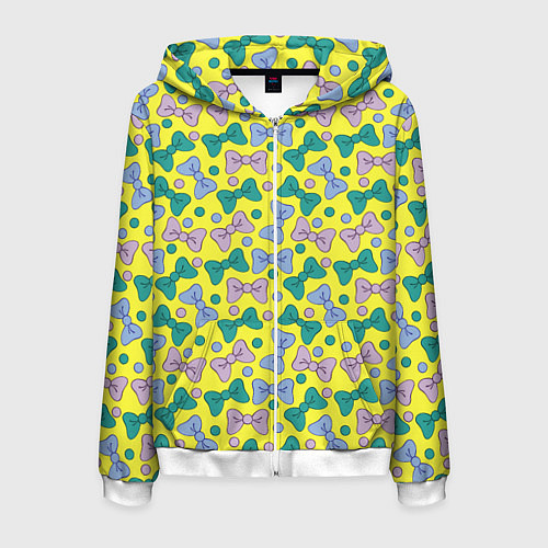 Мужская толстовка на молнии Яркий паттерн с бантами / 3D-Белый – фото 1