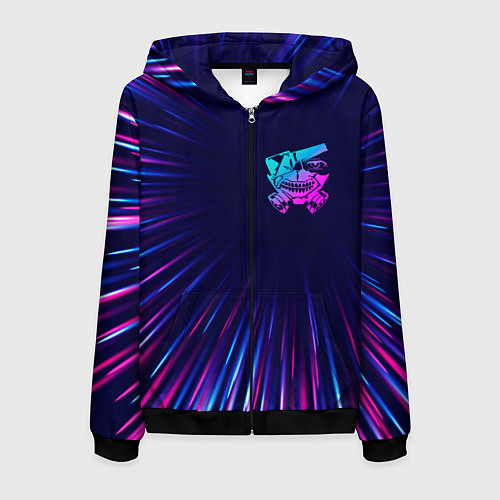 Мужская толстовка на молнии Tokyo Ghoul neon blast lines / 3D-Черный – фото 1