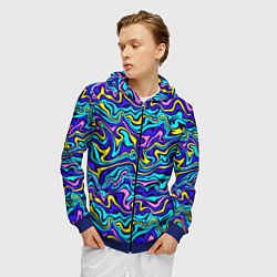 Толстовка 3D на молнии мужская Psychedelic multicolored pattern, цвет: 3D-синий — фото 2