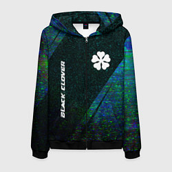 Толстовка 3D на молнии мужская Black Clover glitch blue, цвет: 3D-черный