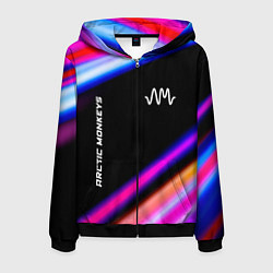 Толстовка 3D на молнии мужская Arctic Monkeys neon rock lights, цвет: 3D-черный