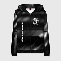 Толстовка 3D на молнии мужская Nickelback metal rock lines, цвет: 3D-черный