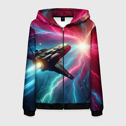 Толстовка 3D на молнии мужская Полёт к далёкой звезде - нейросеть, цвет: 3D-черный