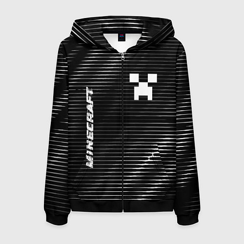 Мужская толстовка на молнии Minecraft metal game lines / 3D-Черный – фото 1