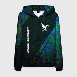 Мужская толстовка на молнии Black Sabbath glitch blue