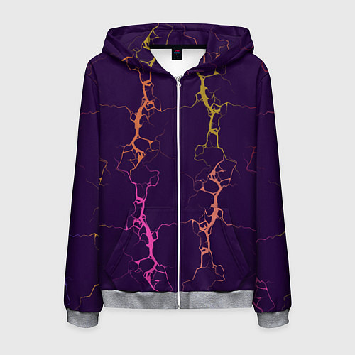 Мужская толстовка на молнии Молнии на пурпурном / 3D-Меланж – фото 1