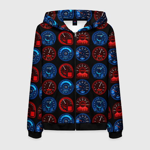Мужская толстовка на молнии Автомобильные спидометры / 3D-Черный – фото 1