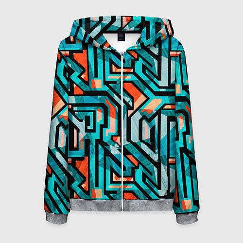 Мужская толстовка на молнии Граффити цвета гранж / 3D-Меланж – фото 1