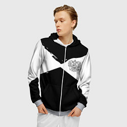 Толстовка 3D на молнии мужская Герб рф абстрактные краски, цвет: 3D-меланж — фото 2