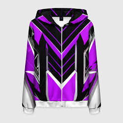 Мужская толстовка на молнии Фиолетово-серые полосы на чёрном фоне