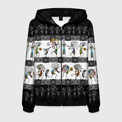 Толстовка 3D на молнии мужская Кокопелли - боги индейцев хайда, цвет: 3D-черный