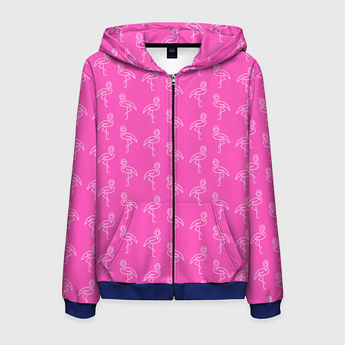 Мужская толстовка на молнии Пара розовых фламинго / 3D-Синий – фото 1