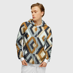 Толстовка 3D на молнии мужская Ромбы эскада, цвет: 3D-белый — фото 2