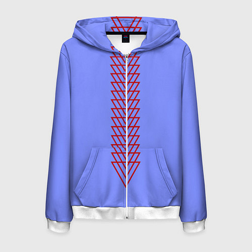 Мужская толстовка на молнии Треугольники полосой / 3D-Белый – фото 1