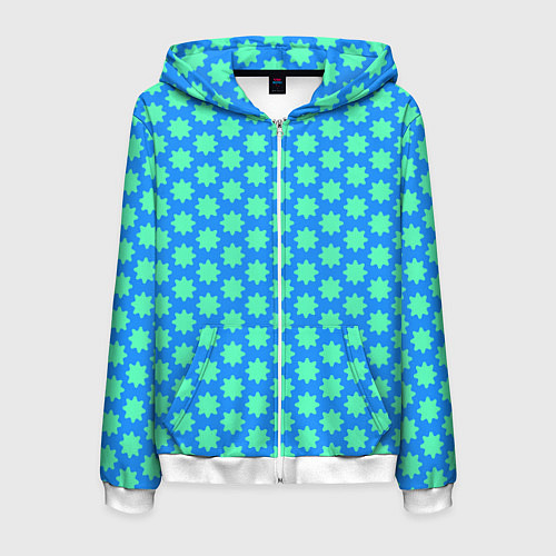 Мужская толстовка на молнии Паттерн голубые звездочки / 3D-Белый – фото 1