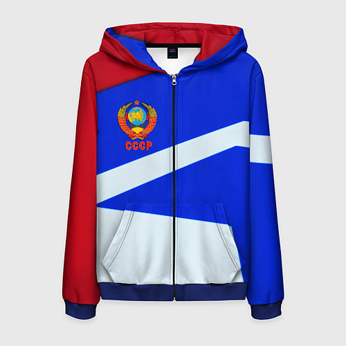Мужская толстовка на молнии СССР геометрия спорт / 3D-Синий – фото 1