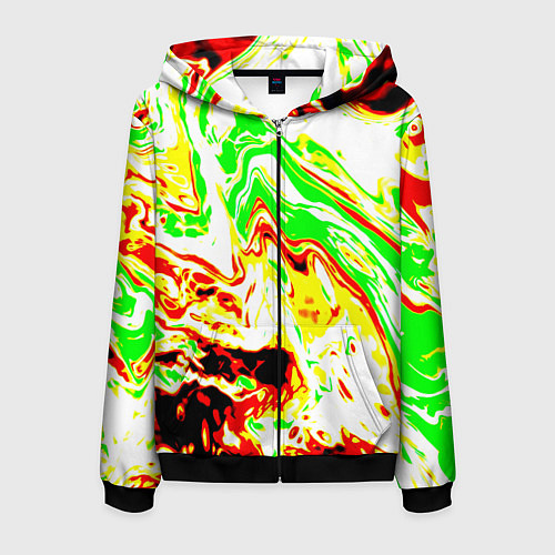 Мужская толстовка на молнии Кислотные краски / 3D-Черный – фото 1