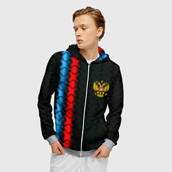 Толстовка 3D на молнии мужская Россия спорт герб, цвет: 3D-меланж — фото 2