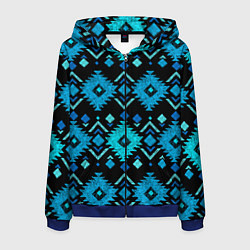 Толстовка 3D на молнии мужская Орнамент пейсли, цвет: 3D-синий