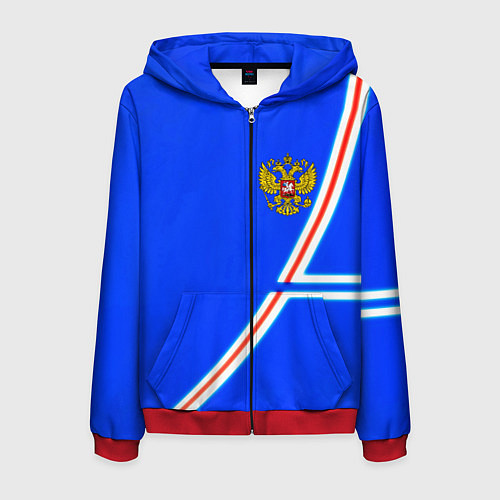 Мужская толстовка на молнии Россия спорт текстура / 3D-Красный – фото 1