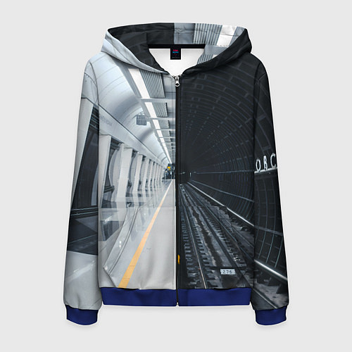 Мужская толстовка на молнии Метро Москвы / 3D-Синий – фото 1