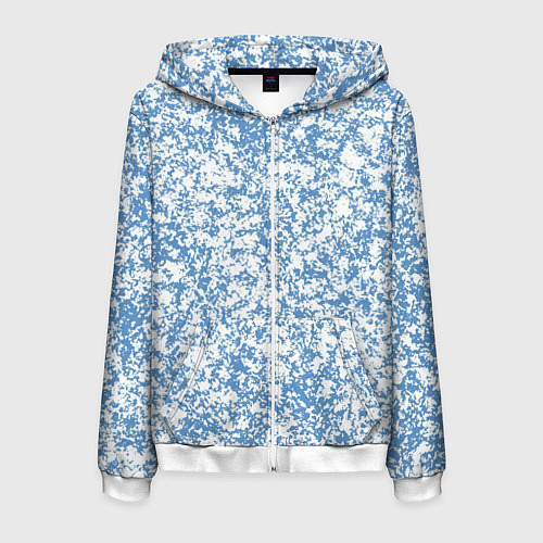 Мужская толстовка на молнии Пёстрый бело-голубой / 3D-Белый – фото 1