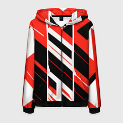 Мужская толстовка на молнии Black and red stripes on a white background