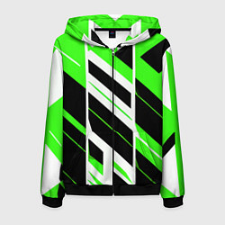 Мужская толстовка на молнии Black and green stripes on a white background