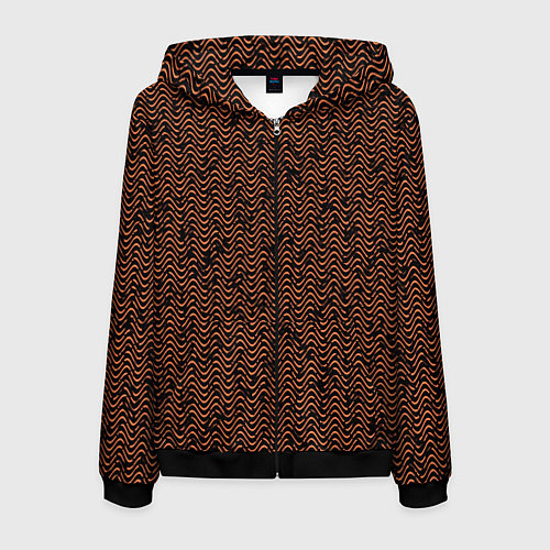 Мужская толстовка на молнии Волнистая текстура чёрно-коричневый / 3D-Черный – фото 1