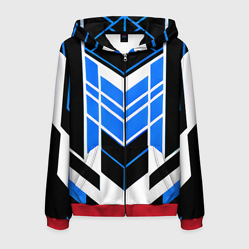 Мужская толстовка на молнии Blue and black stripes on a white background / 3D-Красный – фото 1