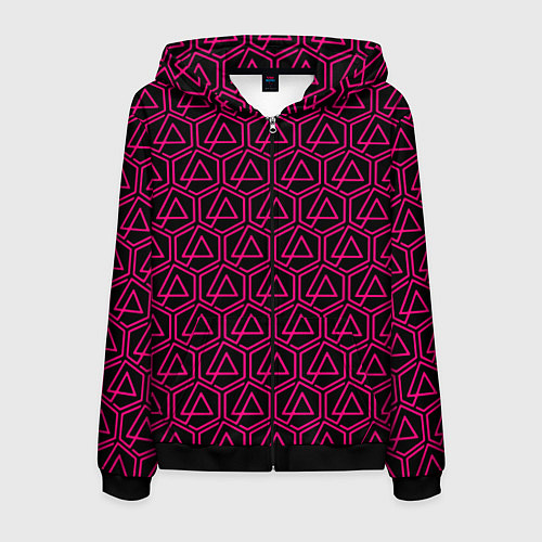 Мужская толстовка на молнии Linkin park pink logo / 3D-Черный – фото 1