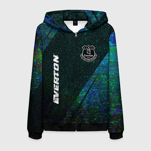 Мужская толстовка на молнии Everton glitch blue / 3D-Черный – фото 1