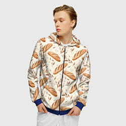 Толстовка 3D на молнии мужская Паттерн багет, цвет: 3D-синий — фото 2