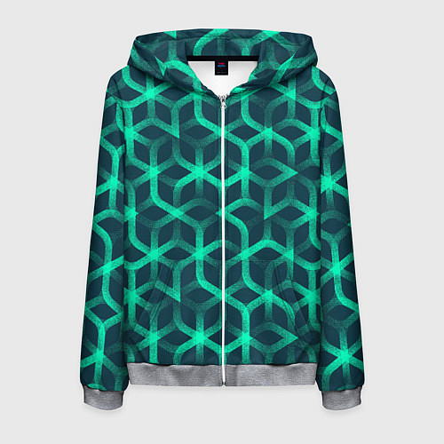 Мужская толстовка на молнии Современный замысловатый орнамент / 3D-Меланж – фото 1