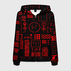 Толстовка 3D на молнии мужская Twenty one pilots pattern rock, цвет: 3D-черный