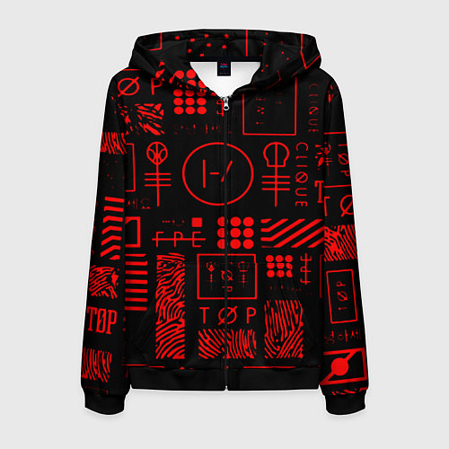 Мужская толстовка на молнии Twenty one pilots pattern rock / 3D-Черный – фото 1