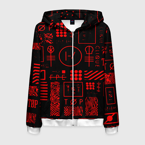 Мужская толстовка на молнии Twenty one pilots pattern rock / 3D-Белый – фото 1