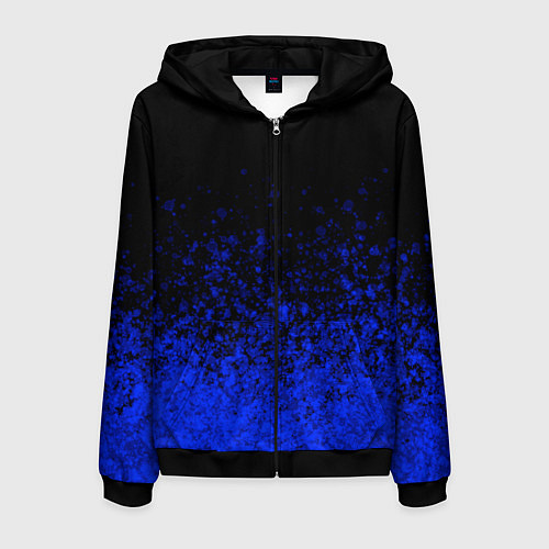 Мужская толстовка на молнии Чёрный и ультрамарин абстрактный / 3D-Черный – фото 1