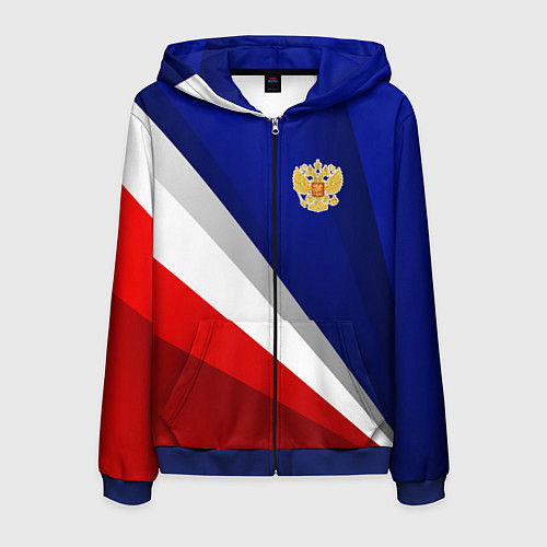 Мужская толстовка на молнии Россия - униформа федерации / 3D-Синий – фото 1