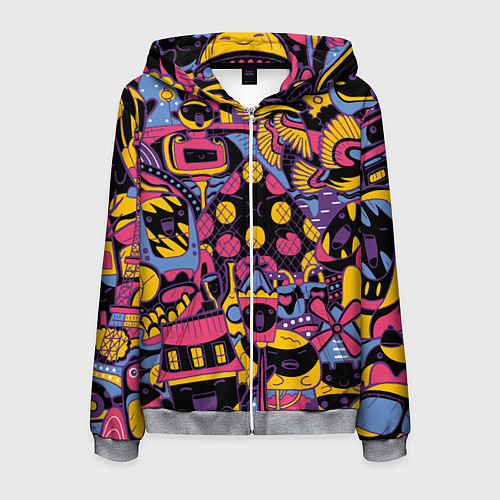 Мужская толстовка на молнии О Париж / 3D-Меланж – фото 1