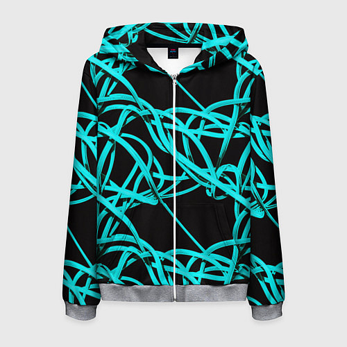 Мужская толстовка на молнии Ярко голубые линии / 3D-Меланж – фото 1