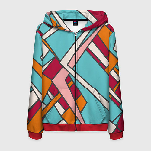 Мужская толстовка на молнии Простая геометрия / 3D-Красный – фото 1