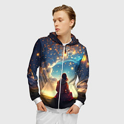 Толстовка 3D на молнии мужская Небесный пейзаж - сюрреализм, цвет: 3D-белый — фото 2