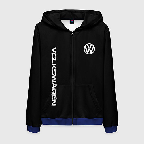 Мужская толстовка на молнии Volkswagen logo white / 3D-Синий – фото 1
