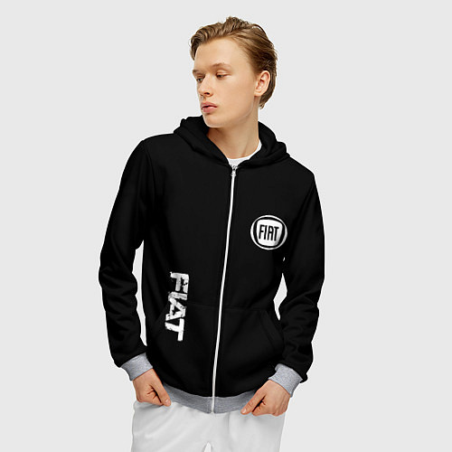 Мужская толстовка на молнии FIAT logo white auto / 3D-Меланж – фото 3