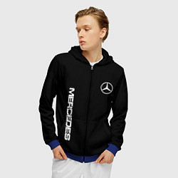 Толстовка 3D на молнии мужская Mercedes benz logo white auto, цвет: 3D-синий — фото 2