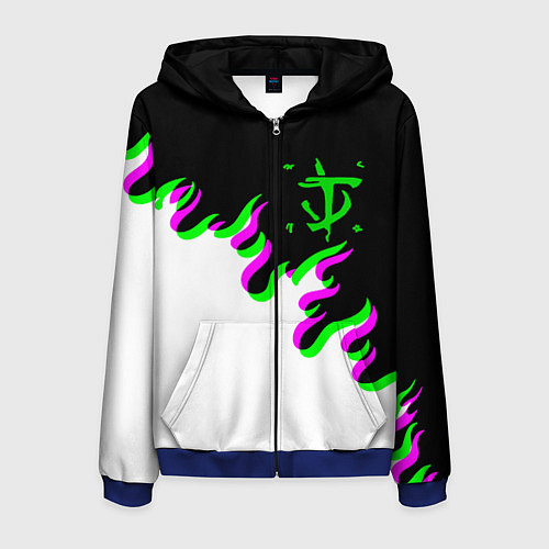 Мужская толстовка на молнии Doom logo fire demon / 3D-Синий – фото 1